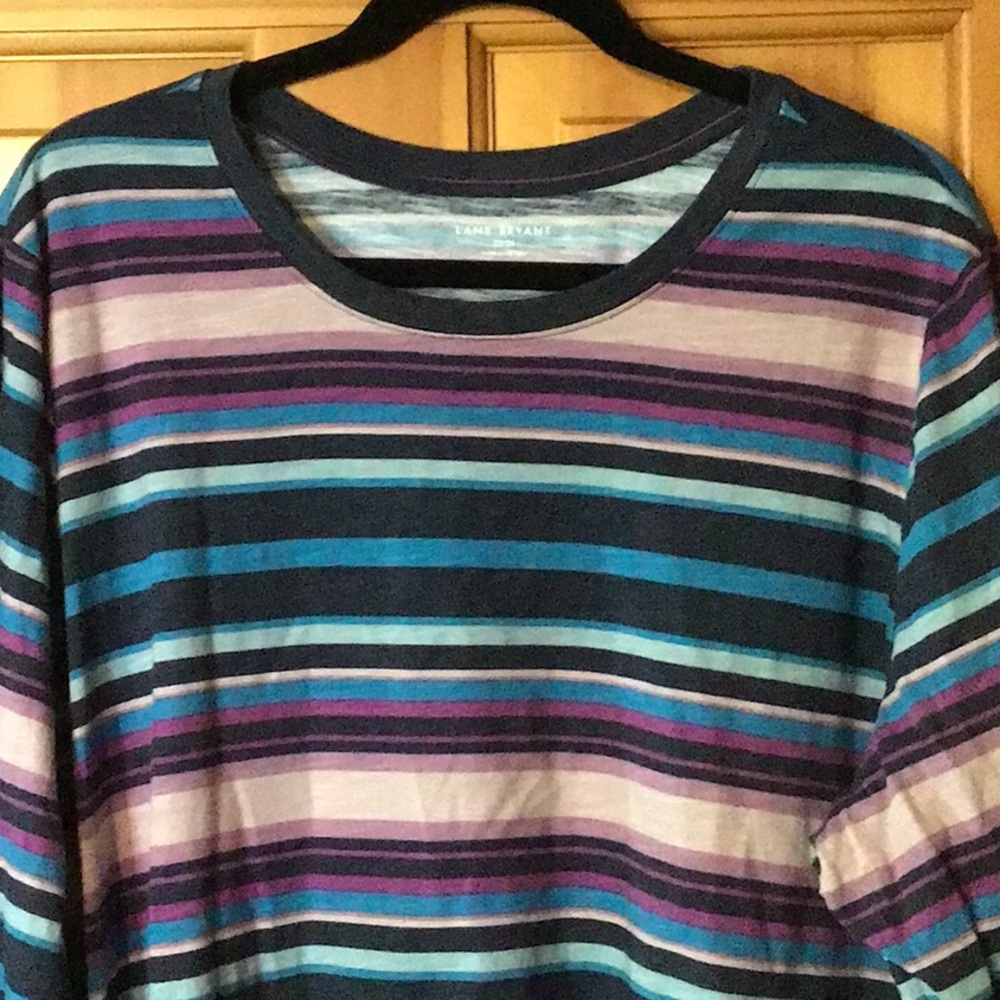 Lane Bryant Multicolor Striped Long Sleeve Tee